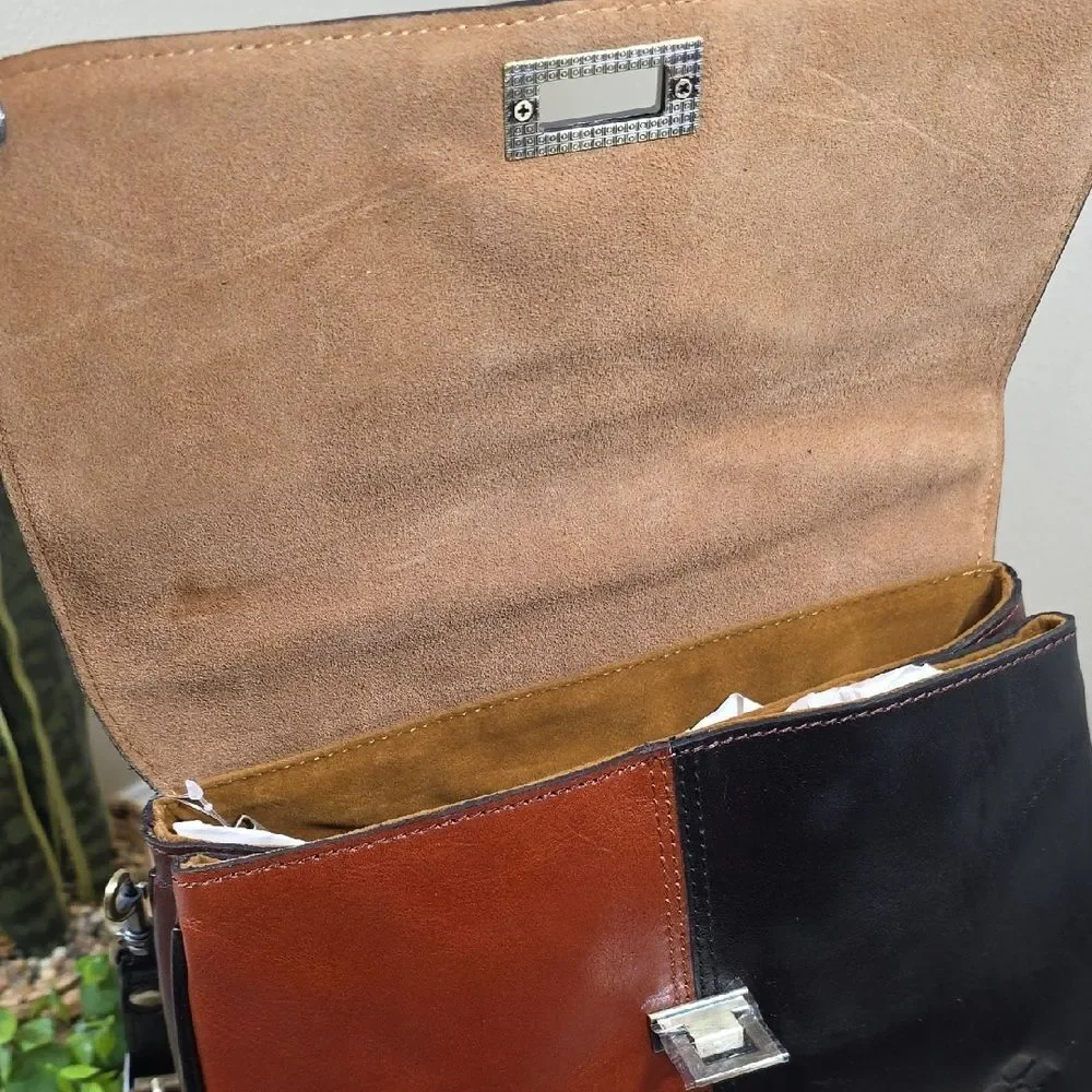 Patricia Nash Color Block Leather Briefcase Satchel – NEW WITH TAGS
